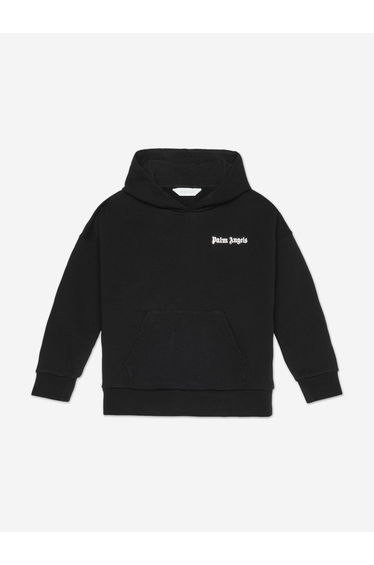 Palm Angels Boys Overlogo Oversize Fit Hoodie in Black