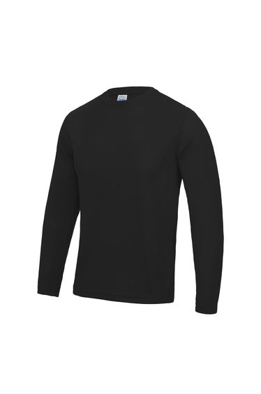 AWDis Just Cool Mens Long Sleeve Cool Sports Performance Plain T-Shirt - Jet Black