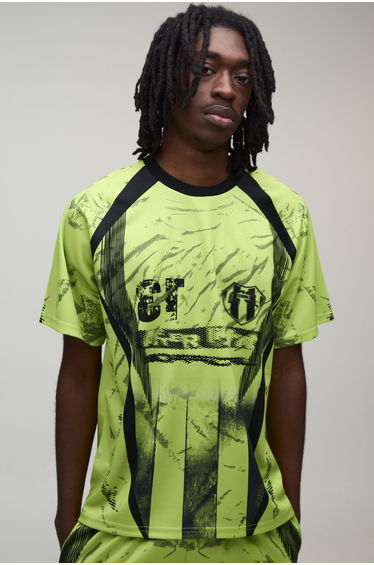 Regular Afterlight Closed Mesh Football Top - chartreuse