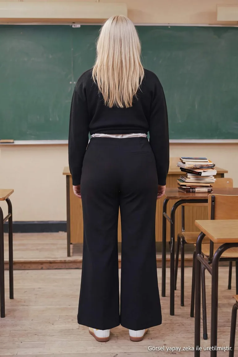 Black Spanish Trotting Large Size Woven Trousers Tbbaw27Ar00020 - 1