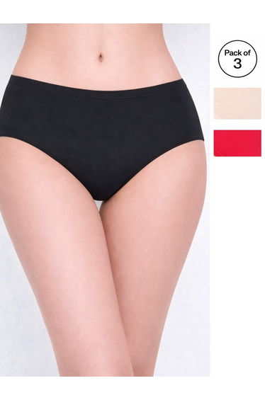 Pack of 3 - Solid Cotton Stretch Brief with Elasticated Waistband