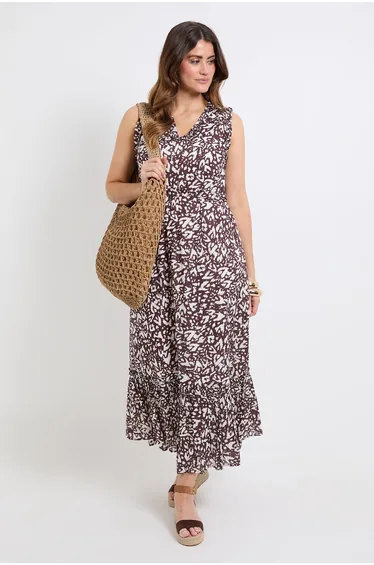 Summer Abstract Cotton Dobby Maxi Dress