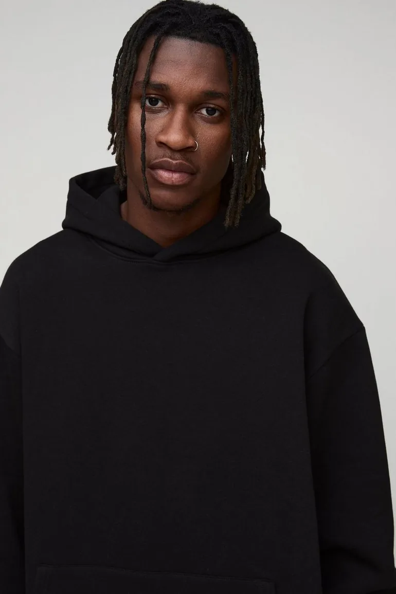 Tall Basic Oversized Over the Head Hoodie - black - 2