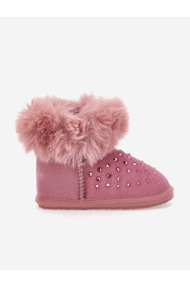 Monnalisa Girls Suede Diamante Boots in Pink