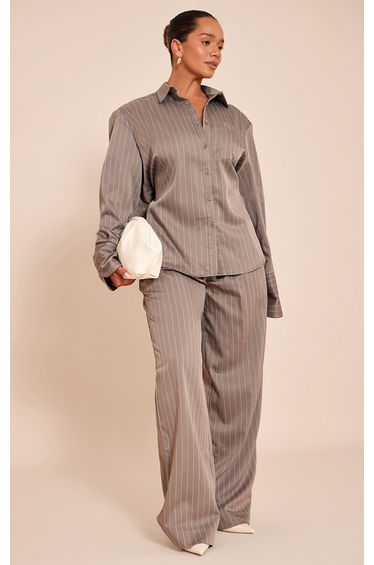 Shape Grey Pinstripe Wide Leg Trousers