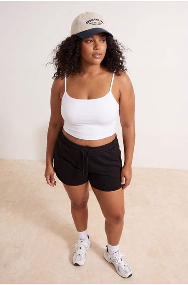 Black 2 Thread Threadless Waistband Plus Size Shorts & Bermuda