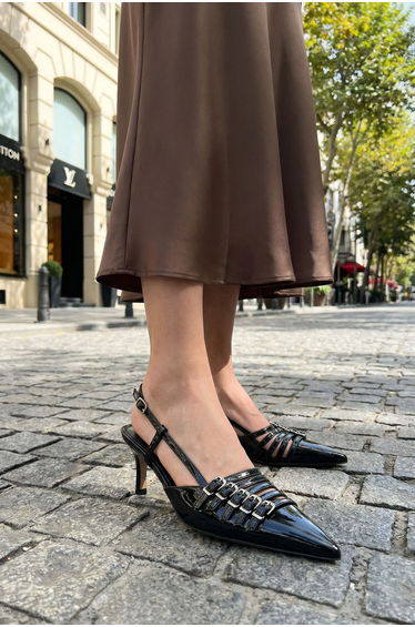 Black Patent Leather Women's Classic Heeled Shoes