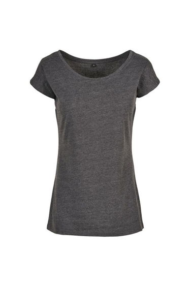 Womens/Ladies Wide Neck T-Shirt - Charcoal