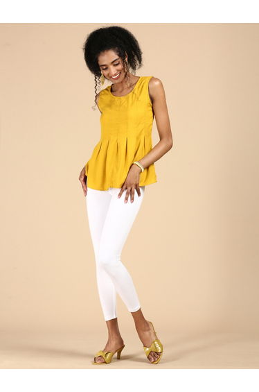 White Knitted Viscose Blend Leggings