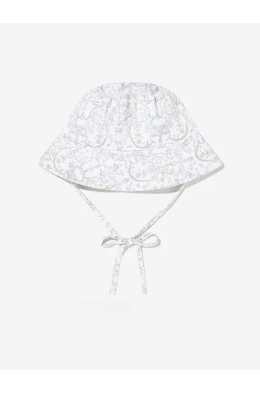 Girls Bobbie Toile De Jouy Hat in Ivory