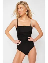 Black Strapless Compression Swimsuit - 2