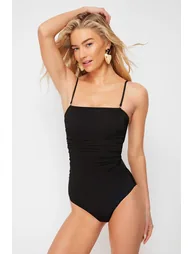 Black Strapless Compression Swimsuit