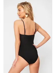 Black Strapless Compression Swimsuit - 3