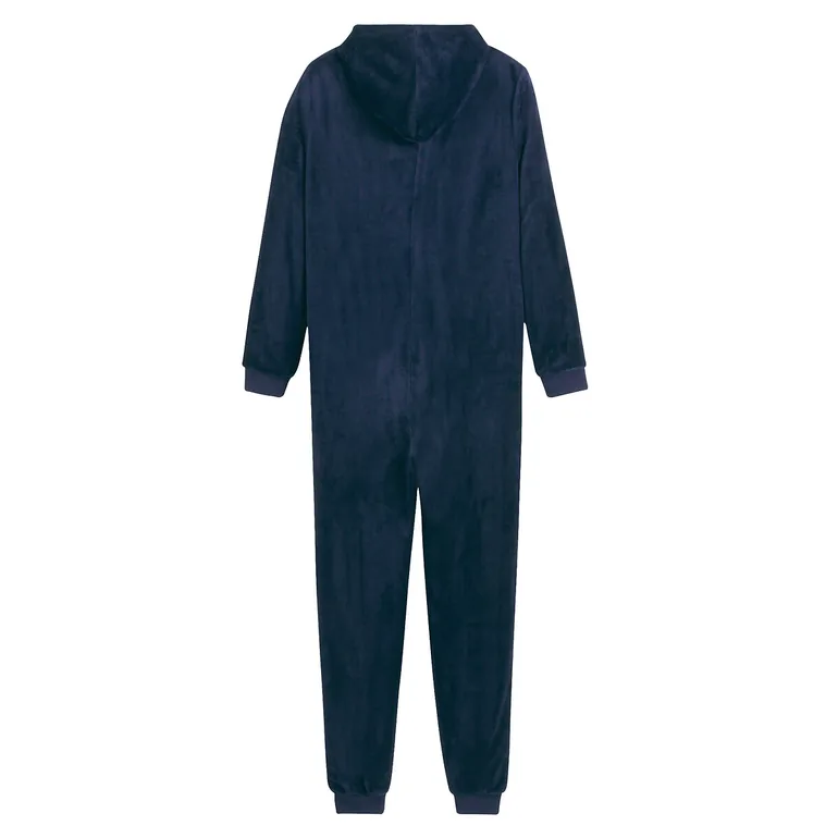 Fleece Hooded Onesie with Chest Embroidery - 2