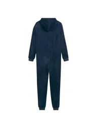 Fleece Hooded Onesie with Chest Embroidery - 2