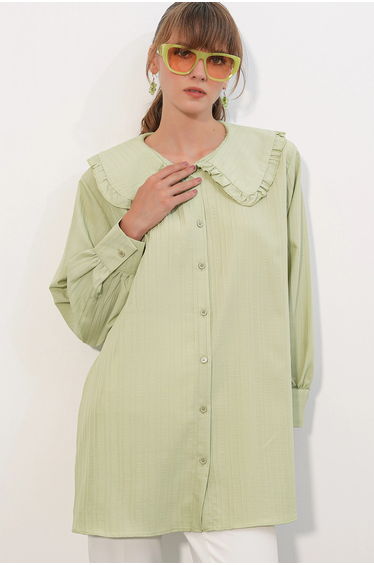 BDART Long-sleeve Textured Shirt With Baby Collar