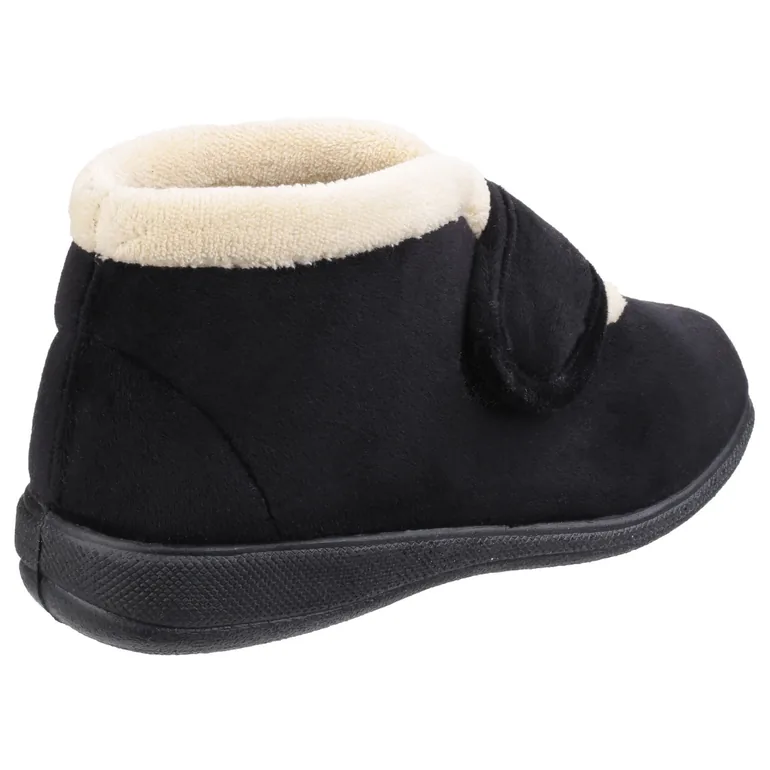 Fleet & Foster Womens/Ladies Levitt Touch Fasten Slippers - Black - 1
