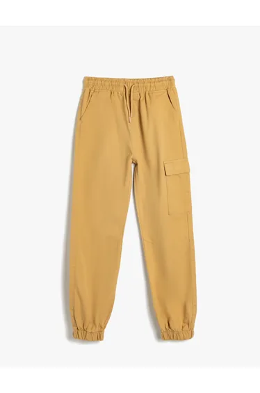Jogger Pants Cargo Pocket Tie Waist Cotton