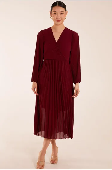 فستان ماكسي بتصميم لف بطيات