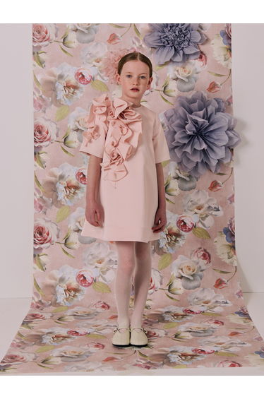 Jessie And James Girls Satin Orchard Dress in Pink
