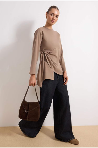 Light Brown Regular Single Jersey Plain Knitted