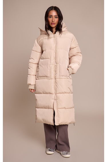 Petite Stone Longline Puffer Coat