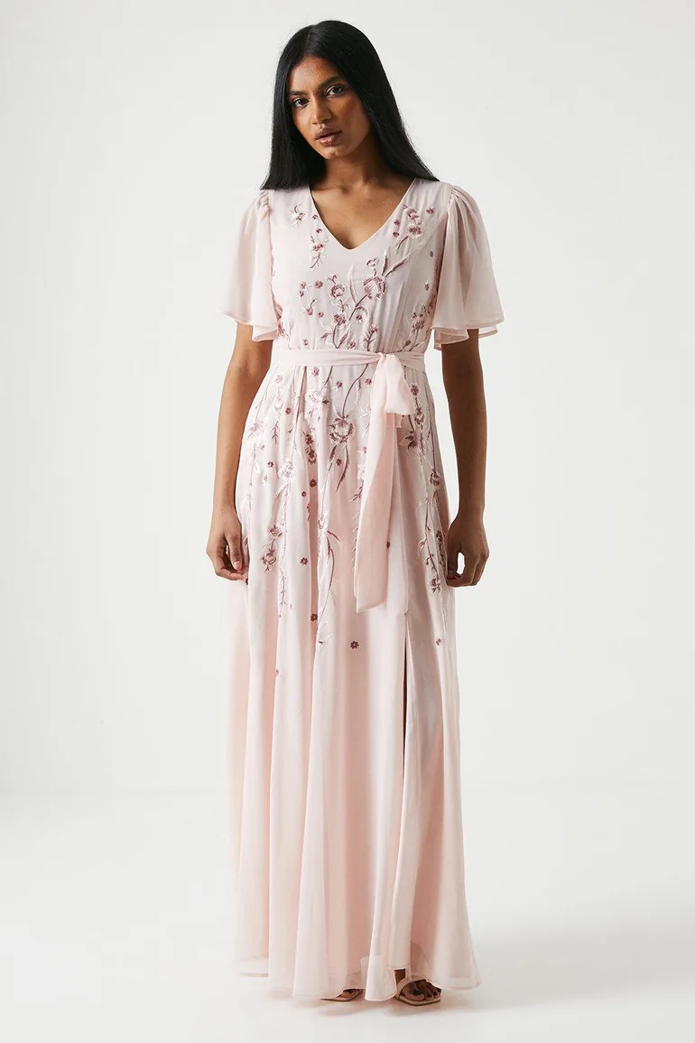 Shop Petite Premium Floral Embroidered Bridesmaids Maxi Dress Online in  Bahrain