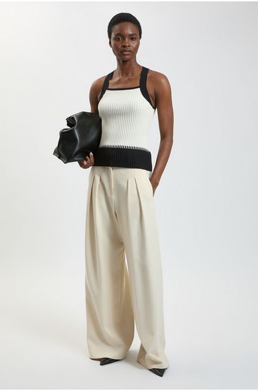 Block Colour Racked Rib Knitted Sleeveless Top