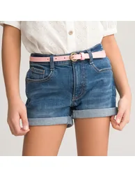 Denim Turn-Up Shorts - 1
