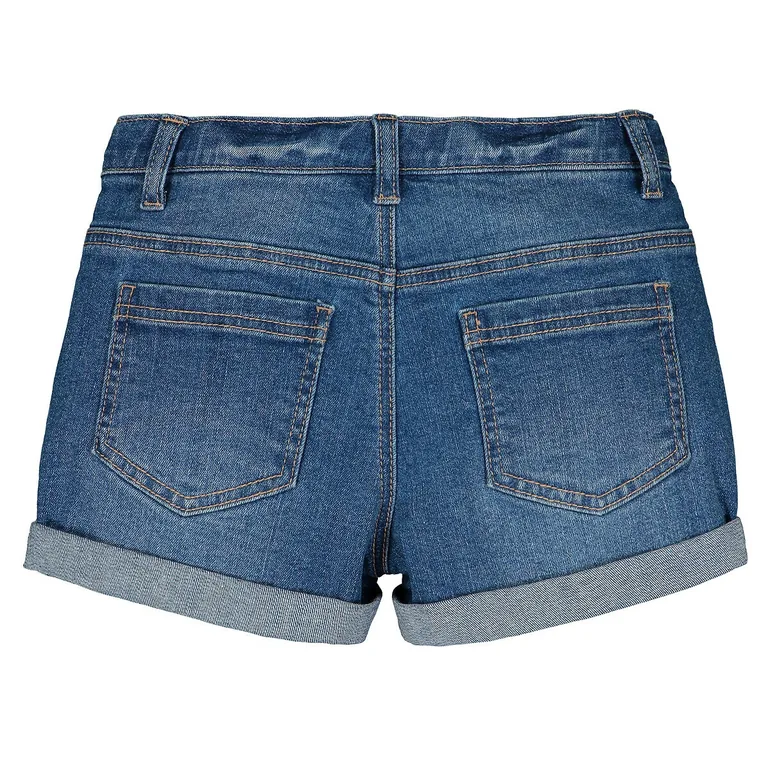 Denim Turn-Up Shorts - 3