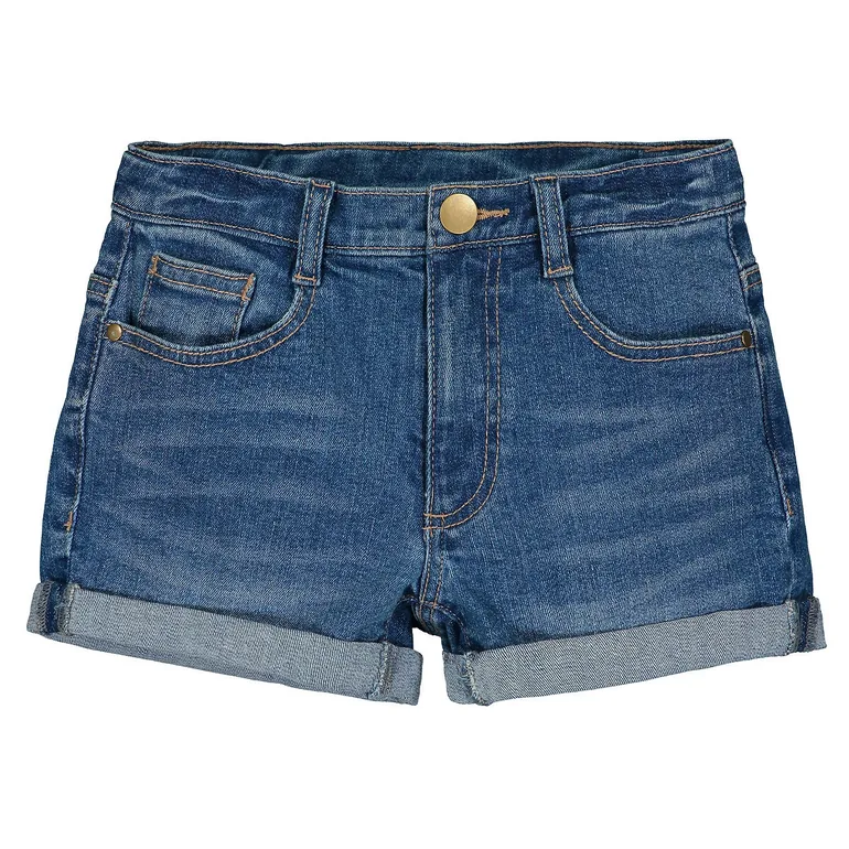 Denim Turn-Up Shorts - 2