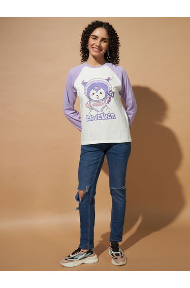 Women Graphic Print Raglan Sleeve Top