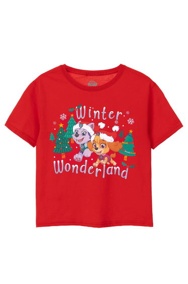 Paw Patrol Girls Winter Wonderland T-Shirt - Red