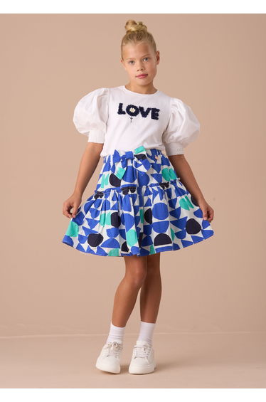 Corina Blue Print Tiered Skirt