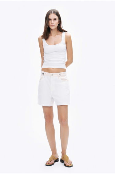 Metal Button Accessory Mini Denim Shorts