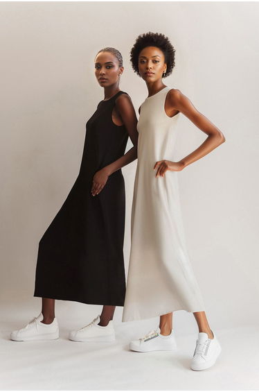 Black Column Midaxi Slip Dress