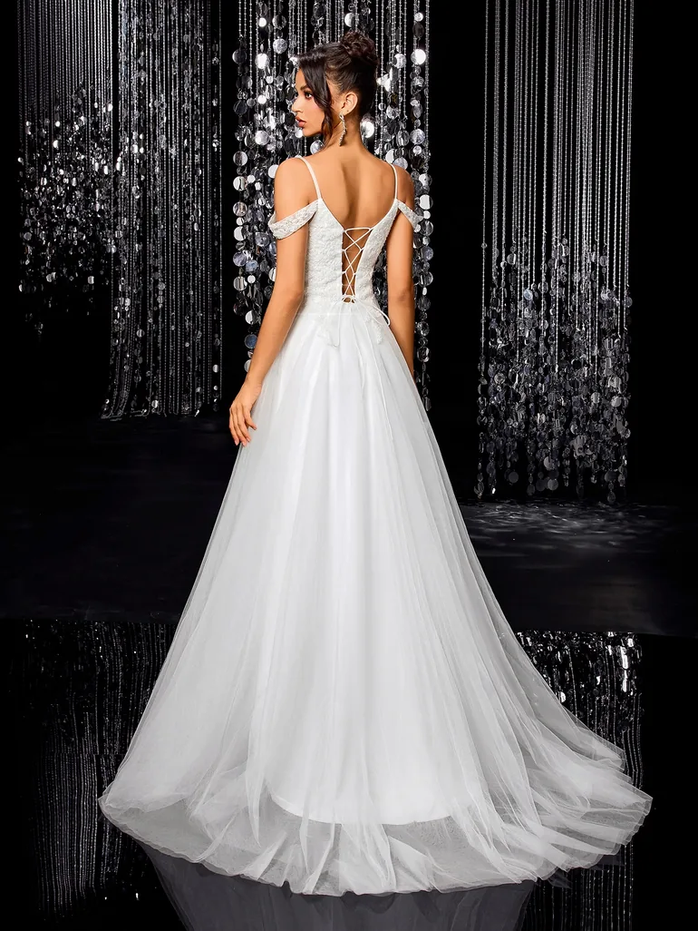 Modecrush Beaded White Off-the-shoulder Elegant Dress - 1