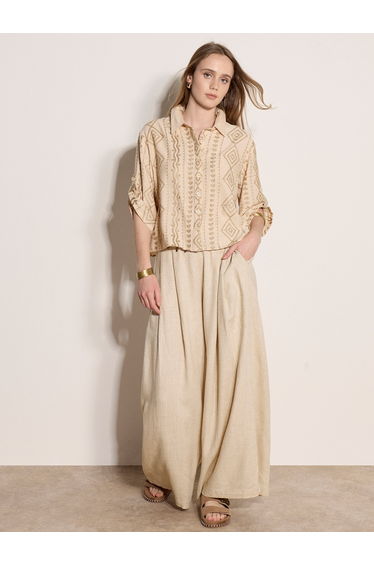 Geometric Shimmer Embroidered Shirt