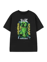 Minecraft Boys Hostile Behaviour Short-Sleeved T-Shirt - Black