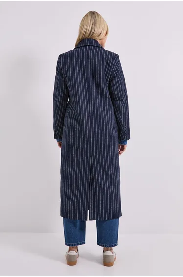 معطف صوف صناعي مخطط