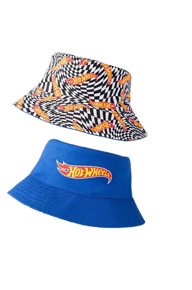 Hot Wheels Mens Checkerboard Logo Reversible Bucket Hat - Multicoloured