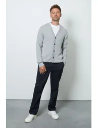 Light Grey Premium Pure Cotton Cable Knitted Cardigan