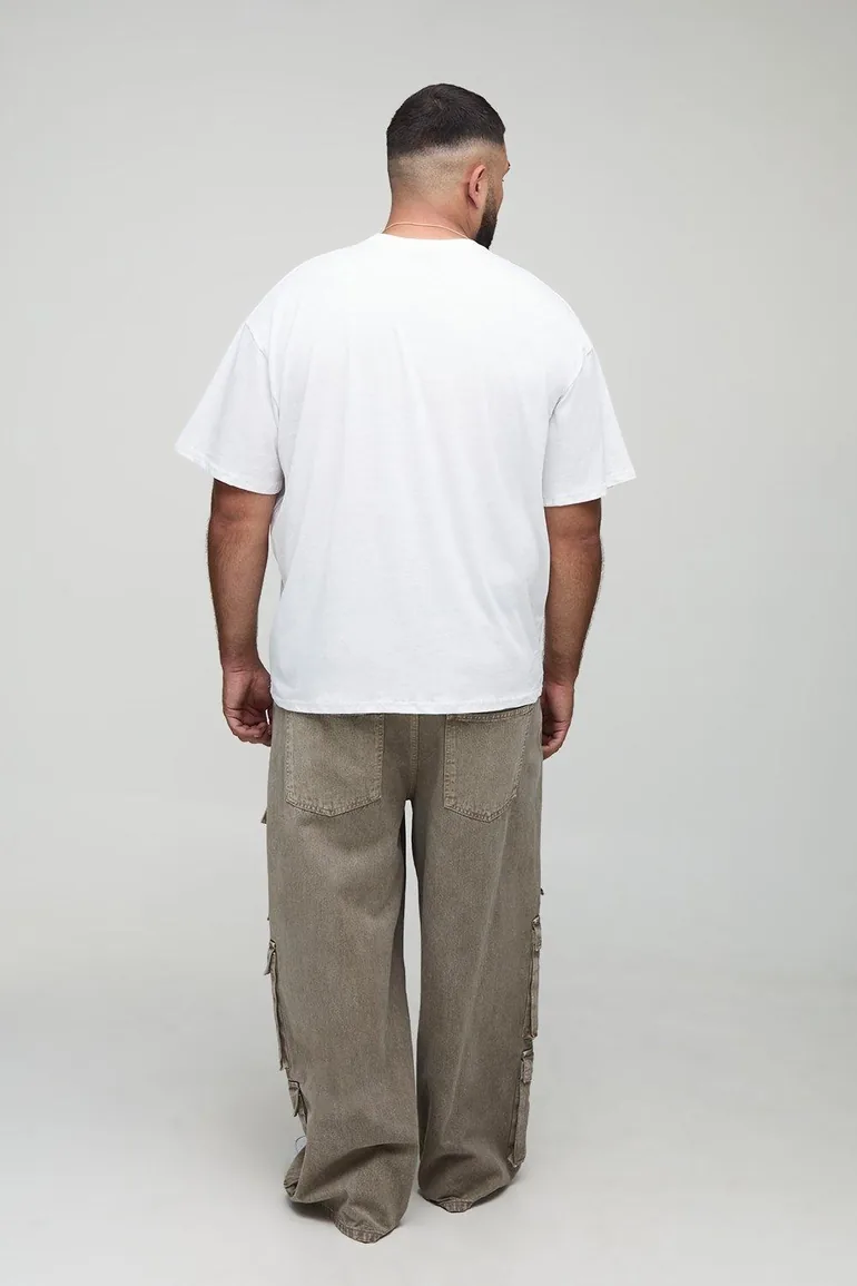 Plus Oversized Cross Embroidery T-Shirt - white - 1