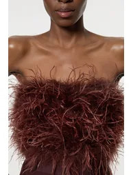 Figure Form Bandage Feather Detail Bandeau Knit Midi Dress - 2