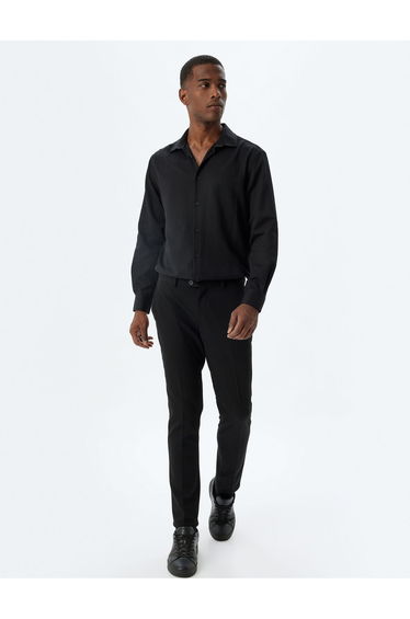 Slim Fit Shirt Basic Long Sleeve Cotton Blend