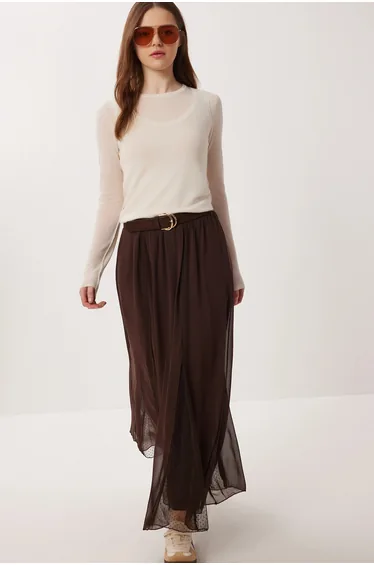 ISTANBUL High Waist Maxi Skirt in Chiffon