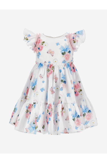 Monnalisa Baby Girls Butterflies and Flowers Dress in White