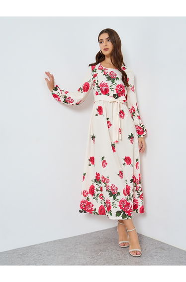 Floral Maxi Dress with Tie Waist