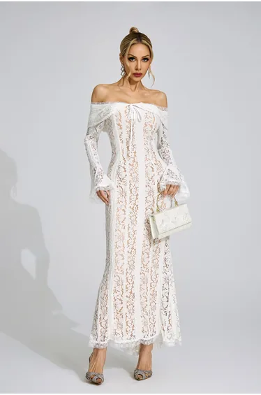Ffraid White Lace Maxi Dress