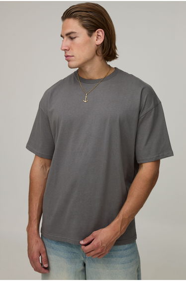 Charcoal Oversized Sunset Palm Print T-Shirt - charcoal